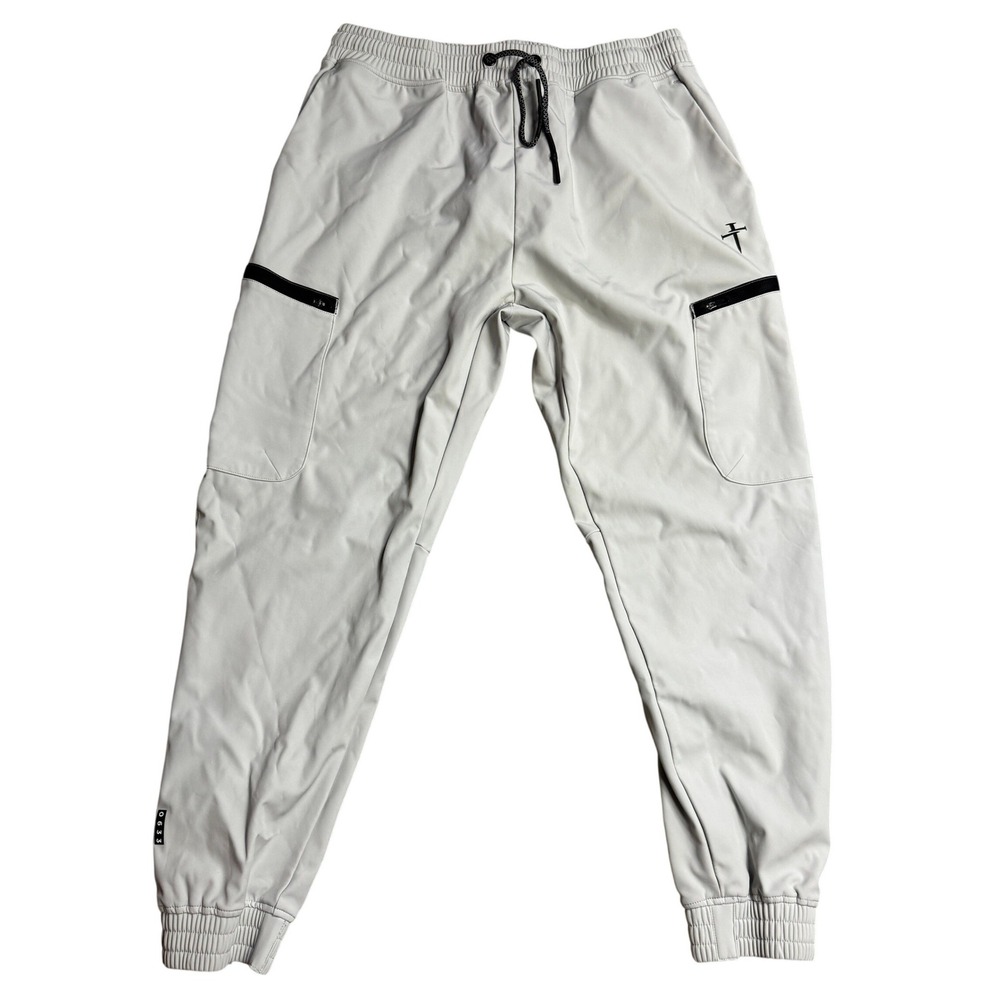 Three Nails Mens Size XL Cross Logo Cargo Joggers Light Gray Athletic Tech Pants